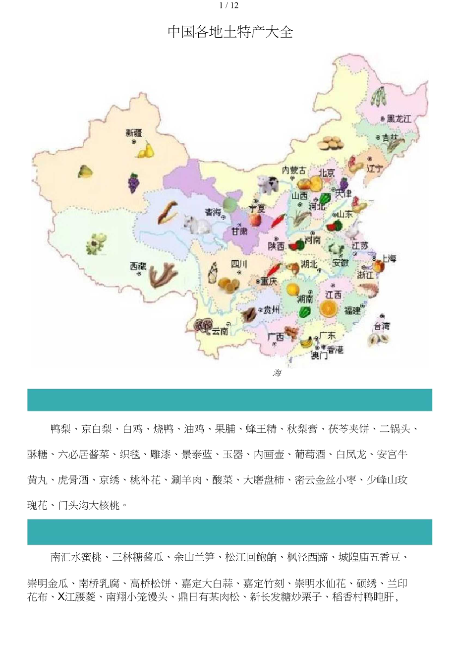 我國各地土特產大全